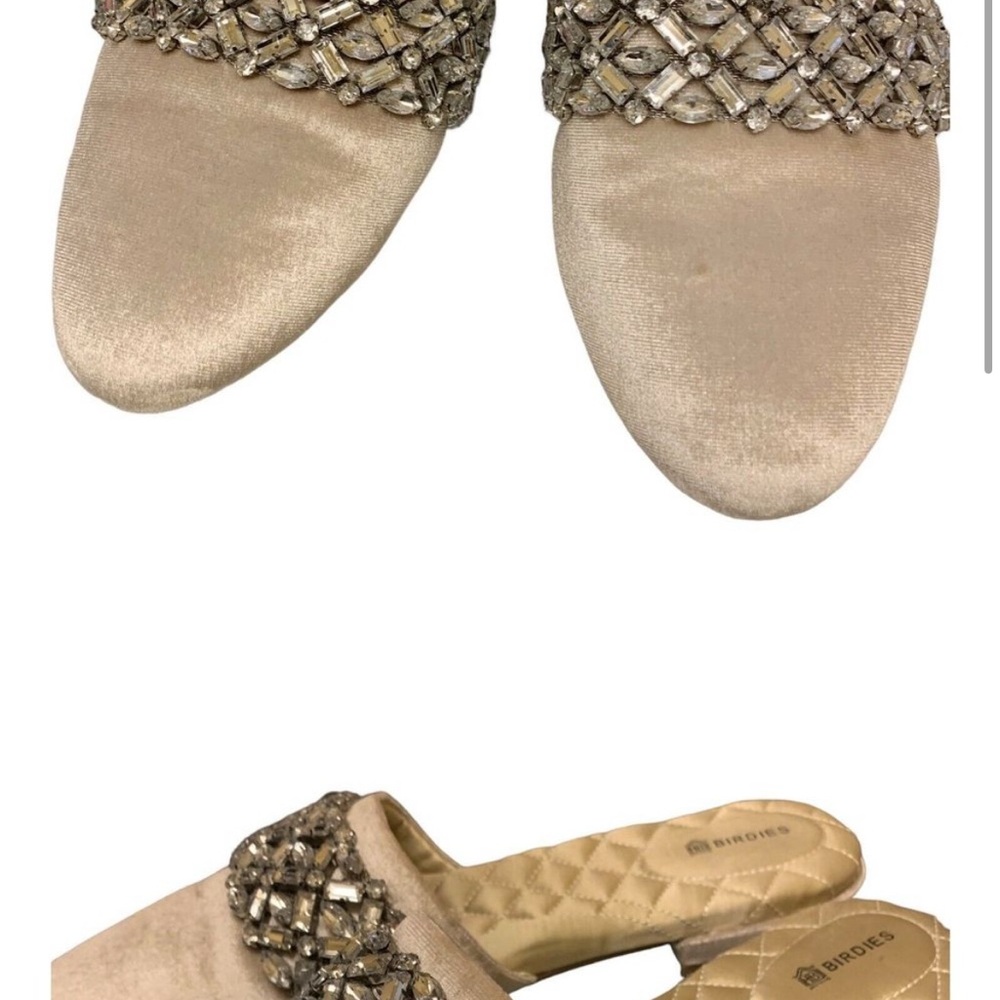 Birdies Beige Metallic Flats with Woven Accents